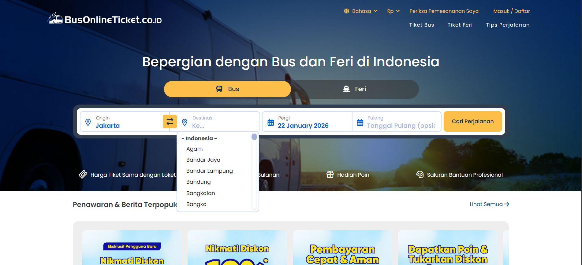Cara Memesan Tiket BusOnline - Cari Perjalanan