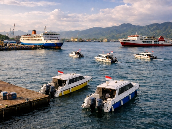 jadwal ferry berubah karena cuaca di pelabuhan