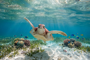 Sea turtle near Gili, Indonesia