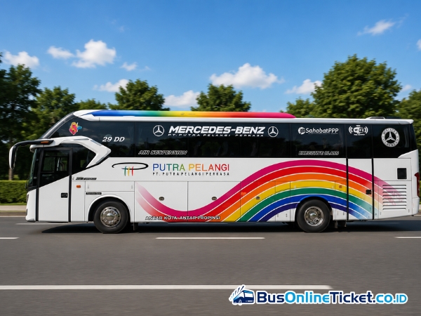 Putra Pelangi bus for travel from Medan to destinations across Sumatra and Jakarta